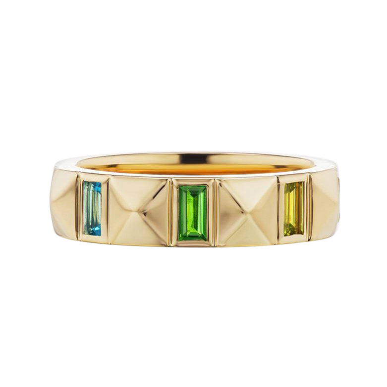 Harwell Godfrey 18k Rainbow Baguette Pyramid Band Ring