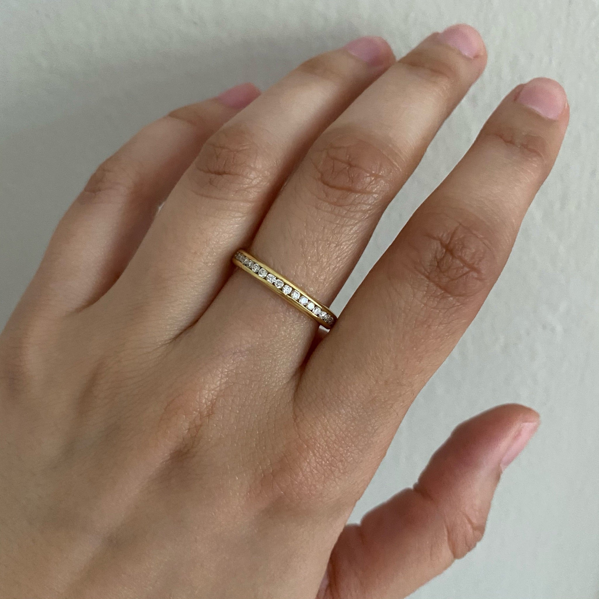 Tura Sugden 18k Yellow Gold White Diamond Channel Eternity Band